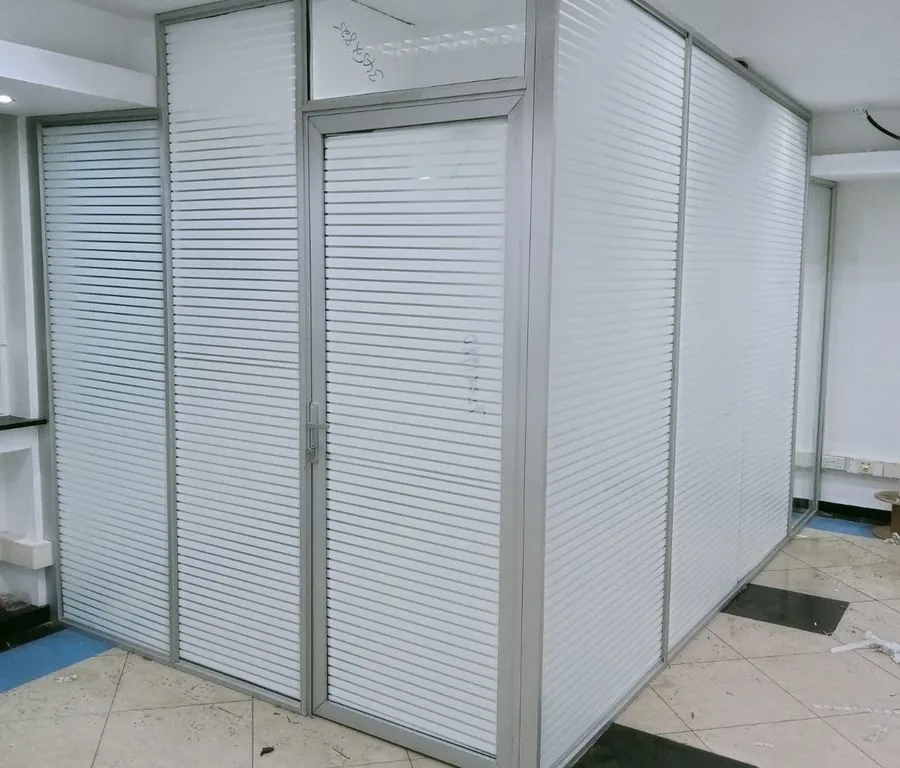 Aluminium and glass office partitioning